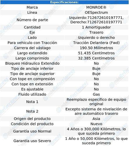 Amortiguador Oespectrum Gas Tra Relay Fwd 05-07 Monroe Foto 2