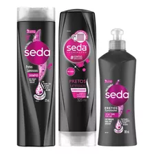 Kit Shampoo, Cond E Creme De Pentear Seda Pretos Iuminados 