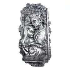 Imagem Sagrada Família 34cm Em Gesso Traços Finos Dourada