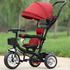 Coche Triciclo Guía Para Niños Con Capota