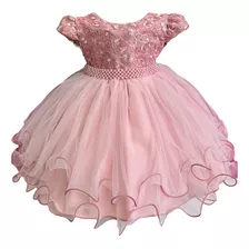 Vestido De Luxo Para Bebês Renda Grippier Rosê P.m.g