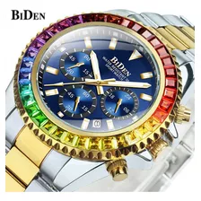 Relojes De Pulsera De Acero Con Diamantes Y Cuarzo De Lujo B Color Del Fondo Gold Blue Among Colored Diamonds