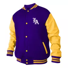 Jaqueta Los Angeles La Moletom Estilo Colegial Bordado Blusa