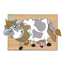 Super Quebra Cabeças Vaca Madeira Educativo Brinquedo Simque