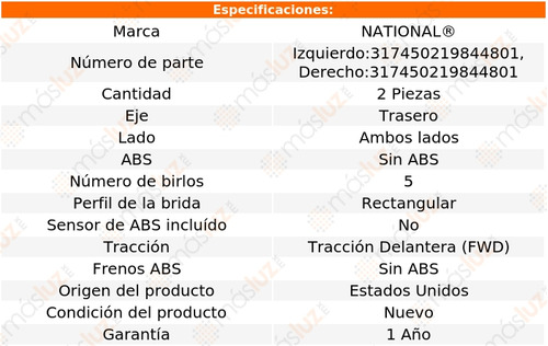 2- Mazas Traseras Sin Abs Pontiac Vibe 2003/2008 National Foto 4