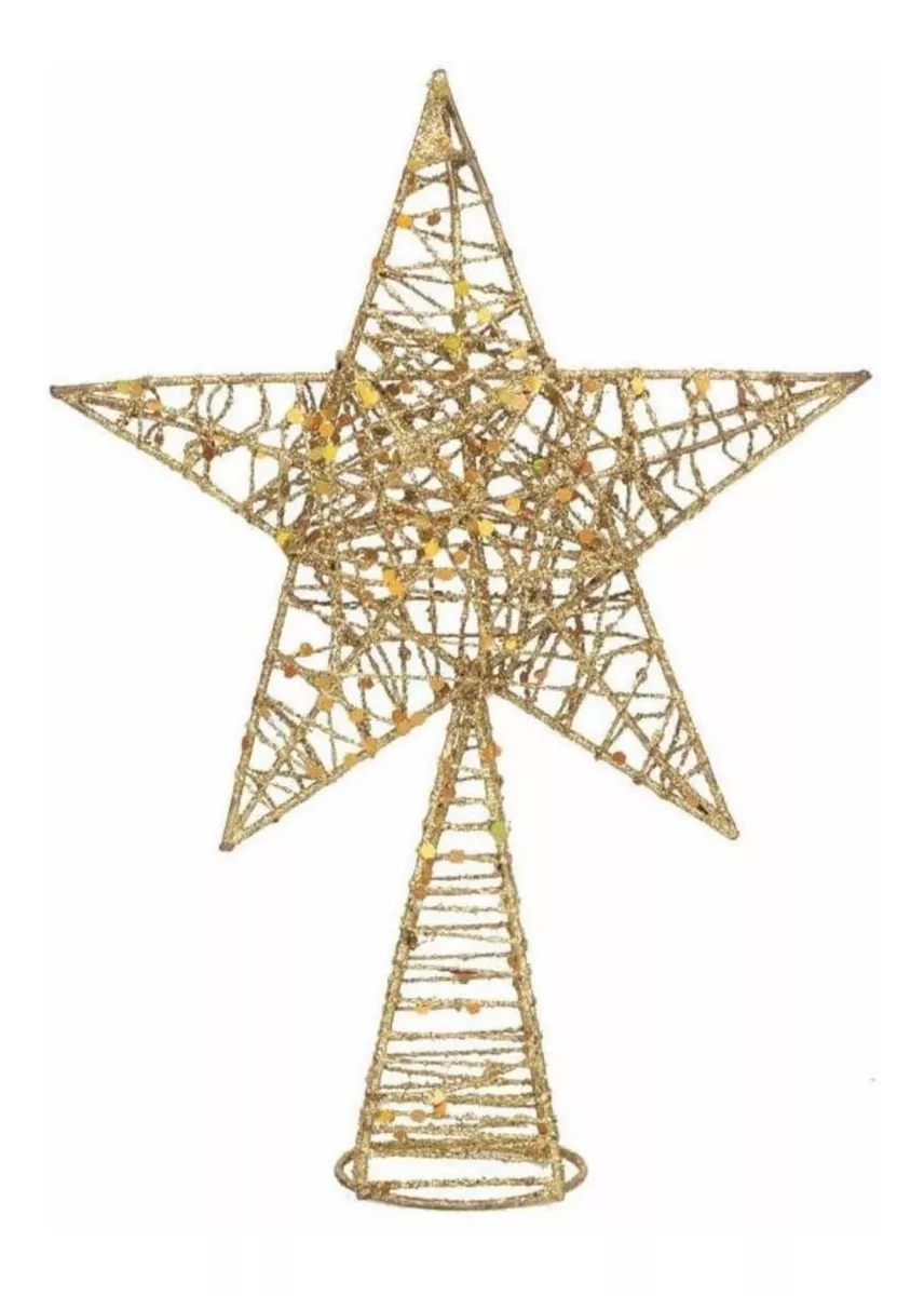 Ponteira Estrela Decoração Árvore Natal Dourado 