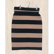 Falda Forever 21 Talla S Rayas Negro Y Beige