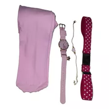 Reloj Para Niños Con Estampado De Flor, Panty Cinturon Kit