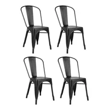 Cadeira De Jantar Rex Tolix, Estrutura De Cor Preto-semi-fosco, 4 Unidades