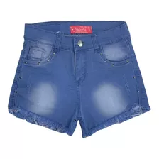 Short Denim Nena Focalizado Tachas Flecos 