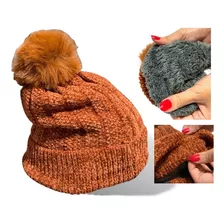 Touca Felpuda Feminina Adulto Gorro De Lã Grossa C/ Pompom 