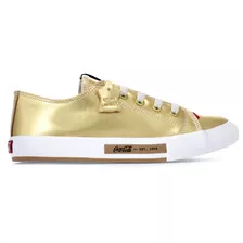 Tênis Feminino Coca Cola Daytona Leather Dourado Confortável