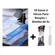 Kit 10 Sacos De Viagem À Vácuo P/ Roupas 50x60 + Bomba De Ar