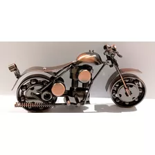 Moto Metal Vintage De 19cm Color Bronce Para Coleccionistas 