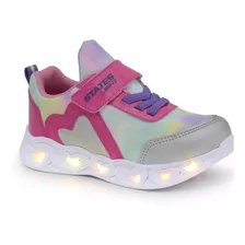 Tênis Infantil Feminino Tie Dye Led Elástico Conforto