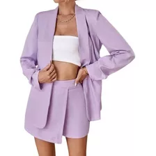 Conjunto Blazer Y Falda Pantalón Lila Morado