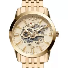 Relógio Technos Masculino Dourado Automático Esqueleto 8205n