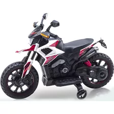 Moto Carro Recargable Electrica Montables Niños Llanta Apoyo Color Blanco