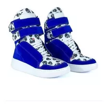 Tênis Bota Treino Sneaker Feminino Fitness Azul Caveira