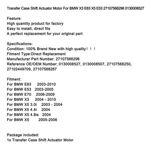 Motor Actuador Cambio Caja Transferencia Para Bmw X3 E83 X5 Foto 5