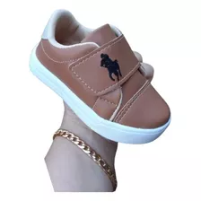 Tenis Infantil Menino Masculino Sapato Velcro Marrom