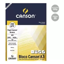 Bloco Papel Canson Desenho C A Grain 200 G/m² A3 C/20 Fls