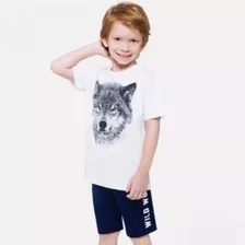 Conjunto Infantil Camiseta + Bermuda Em Moletom Verão Milon 