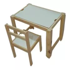 Kit Mesa Sensorial + Cadeira Infantil Montessori Madeira
