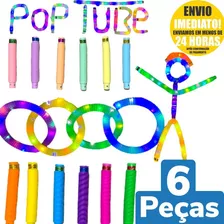 6 Pop Tube Led Fidget Toy Anti Estresse Com Led Cano Com Luz Cor Colorido