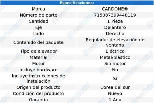 Elevador De Cristal Elect Delantero Der Xg350 02-05 Foto 5