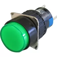 Botão Pulsador Iluminado P16-ir2 220v 16mm 1rev - Metaltex Cor Verde