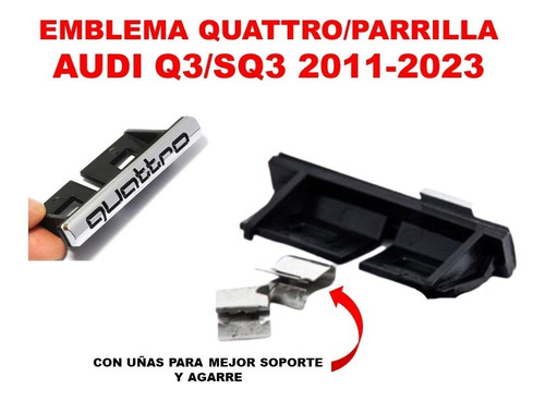 Emblema Quattro/parrilla Audi Q3/sq3 2011-2023 Crom/negro Foto 4