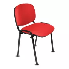 Silla De Escritorio Mobilarg Lisy Fija Tapizada S/brazos Base Negra Roja Con Tapizado De Cuero Sintético