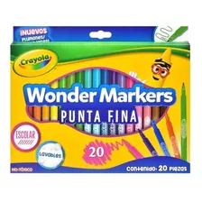 Plumones Punta Fina Wonder Markers 20pz Crayola®