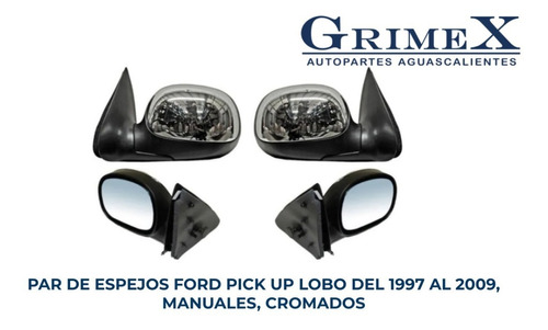 Par Espejo Ford Lobo F150 1997-2000-2001-2003 Cromo Manual Foto 3