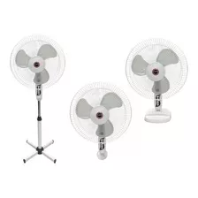 Ventilador De Pie 3 En 1 Pared Mesa 16, 3 Velocidades Color De La Estructura Blanco Color De Las Aspas Blanco Diámetro 16 Frecuencia 45 Watts Material De Las Aspas Plástico