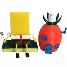 Kit Bob Esponja Porta Esponja Y Piña Dispensador De Jabon.