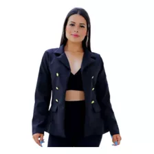 Blazer Feminino Maxi Longo Sobretudo Alfaiataria Bolso Fake