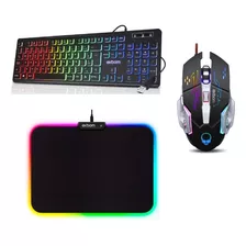 Kit Teclado Semi-mecânico + Mouse Gamer 4800 Dpi + Mouse Pad