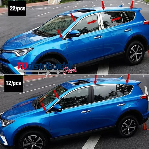 Biseles Cromados Para Lunas Toyota Rav4 2014 - 2018