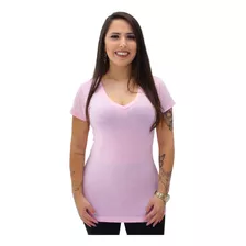 Camiseta Básica Vest Leg Feminina Até O Plus Size Decote V