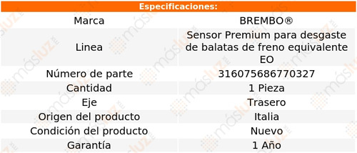 1.sensor Para Balatas Trasera Bmw M6 12/18 Brembo Foto 2