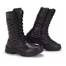 Coturno Bota Ziper Couro Legitimo Militar Motociclista Palm