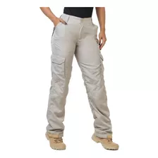 Calça Tática Feminina Caqui 6 Bolsos