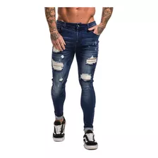 Calça Masculina Jeans Rasgada Lycra Premium Elastano Skinny