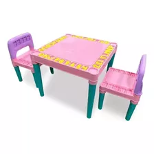 Mesa Mesinha Infantil Educativa Com 2 Cadeiras - Rosa