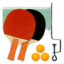 Kit Ping Pong Tênis De Mesa - 2 Raquetes + 3 Bolas + 1 Rede