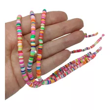 Kit Fio Disquinho Fimo Borracha Pulseira Colar (1000 Peças)