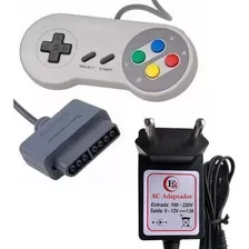 Kit Controle + Fonte P/ Super Nintendo Famicom Snes Joystick