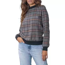 Blusa Feminina Beagle Ml Xadrez Caramelo - 05363